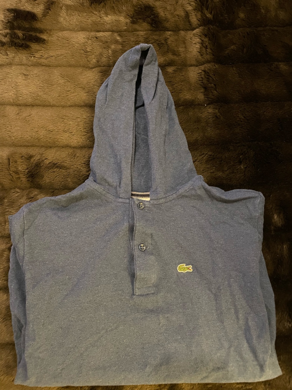 Lacoste Boys blue LS polo w/hood